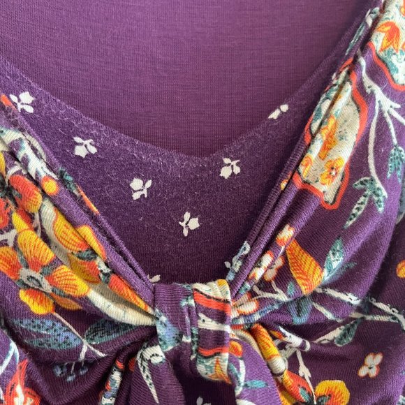 Anthropologie Maeve Beloved Dress Floral Asymmetrical Front Tie Purple Size XS - Picture 5 of 13